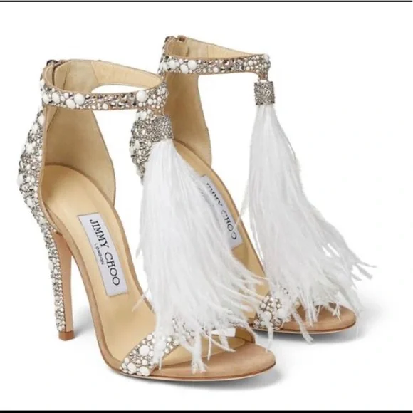Jimmy Choo White/silver Viola 110 heels - Picture 1 of 8